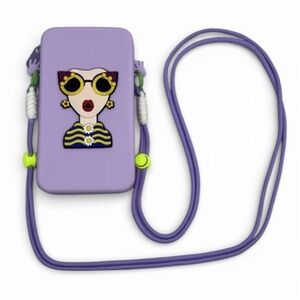 Purple Silicone Crossbody Bag With “Goddess” Exaggerated Female On The Front NWT